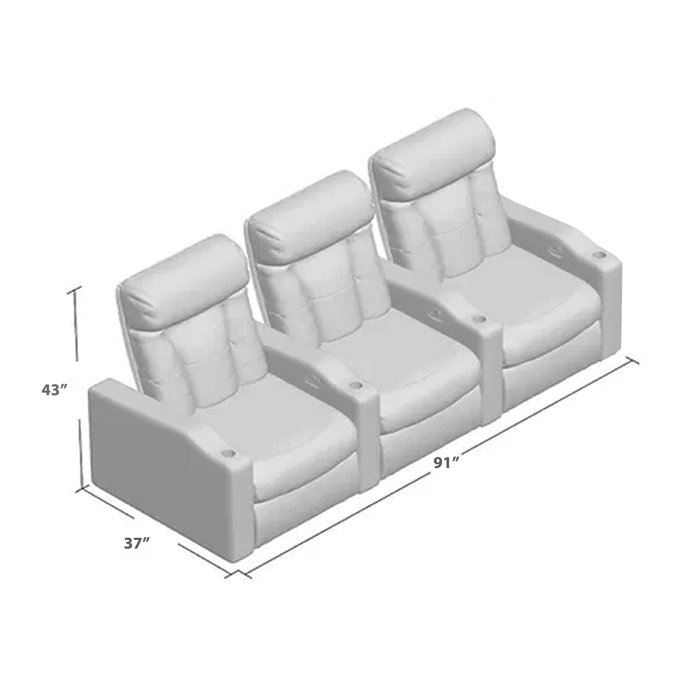 Ebern Designs 91'' Wide Leather Match Home Theater Sofa with Cup Holder & Reviews Wayfair